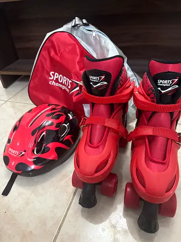 Youth Roller Skates with Helmet and Carry Bag