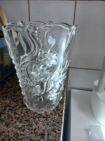 Elegant Vintage Glass Vase with Floral Design