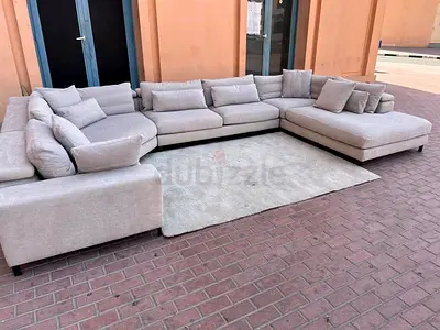 Comfortable L-Shaped Sofa with Pillows for Sale