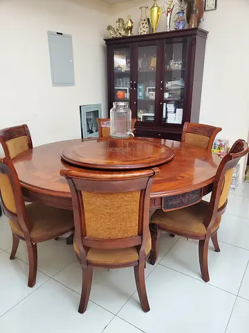 Elegant Round Dining Table Set with rotating center and Chairs