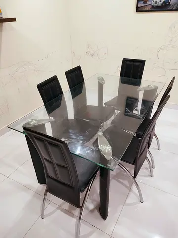 Glass Top Dining Table with 6 chairs