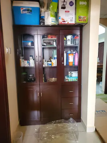 Spacious Wooden Cabinet with Glass Doors