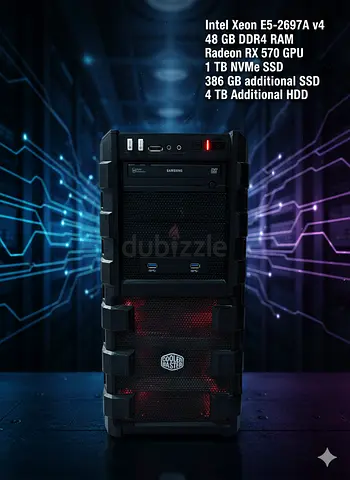 PC Workstation:  Intel Xeon, 48GB RAM, 1TB NVMe, RX 570, and 4TB additional Storage!!