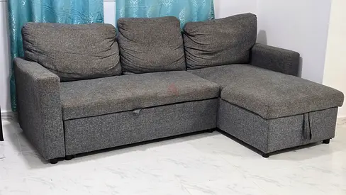 Comfortable Grey L-Shaped Sofa with Storage