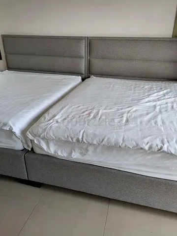 Comfortable Grey Bed Frame with Headboard for Sale+ mattress