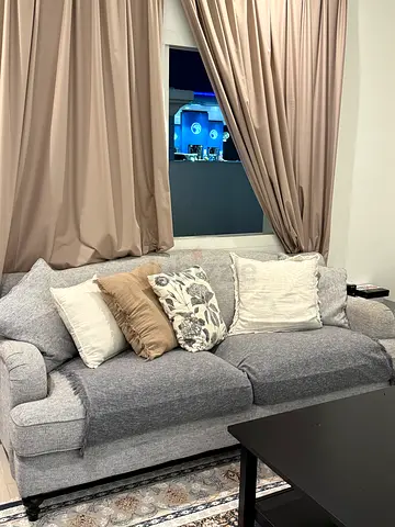 Comfortable Grey Sofa with Cushions (7 seater)