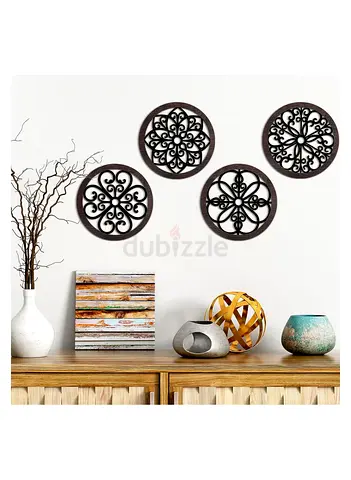 Thicken Rustic Wall Decor Farmhouse Wall Art decor Wooden Hollow Carved Design Rustic Round Wall Art
