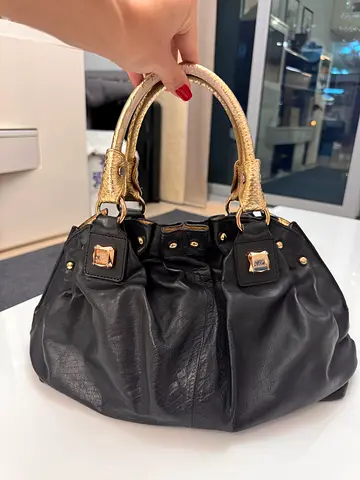 Elegant Black Handbag with Gold Accents Blumarine girl
