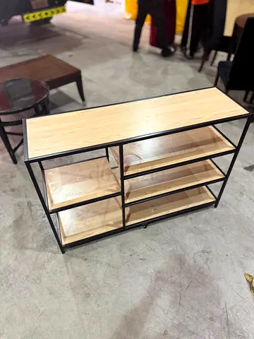 Modern Wooden Display Shelf with Black Frame