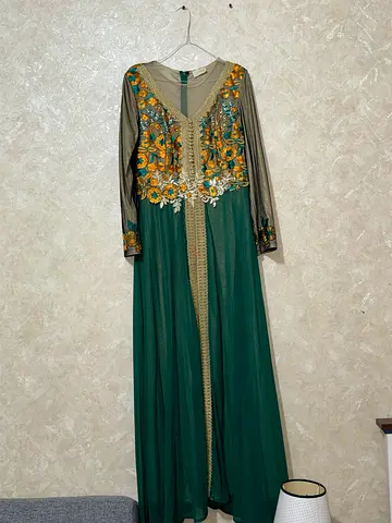 Elegant Green Embroidered Dress for Sale