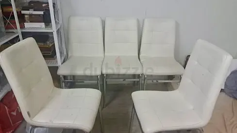 Set of 5 Modern White Dining Chairs