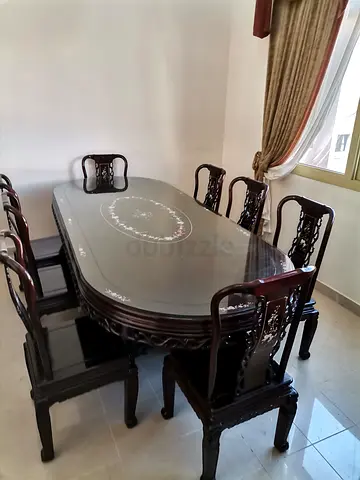 Elegant Dining Table Set with 10  Chairs Rose Wood