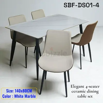 Elegant 4-Seater Ceramic Dining Table Set