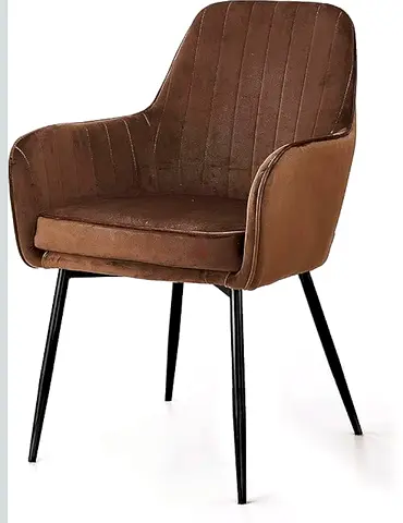 Soft Velvet Thick Cushion Seat Armchair (Brown)