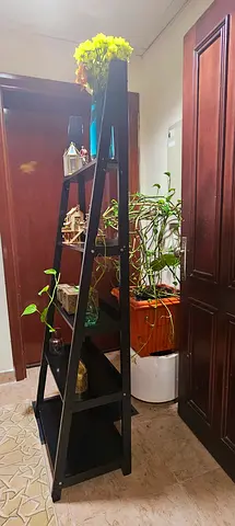 Minimalistic Black Ladder Shelf for Stylish Home Storage