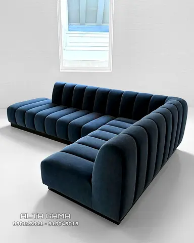 Stunning Blue Velvet Sectional Sofa for Sale