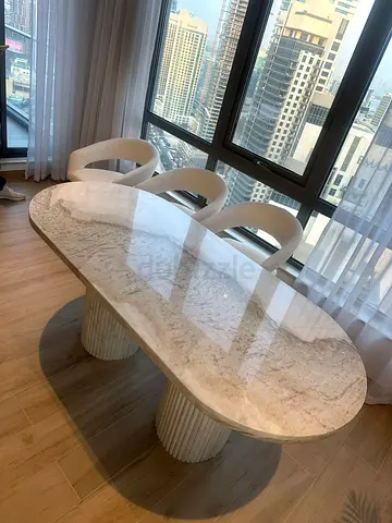 Elegant Marble Dining Table with Unique Base