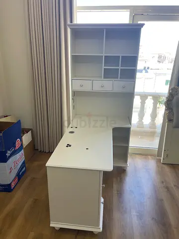 Modern White Corner Desk with Storage