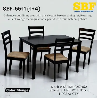 Elegant 4-Seater Dining Set in Wenge Finish