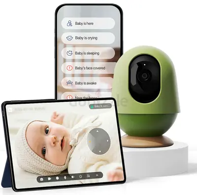 MONAI WiFi Baby Monitor with Camera and Audio, Covered-Face/Sleep/Cry Alerts, Virtual Safety Fence