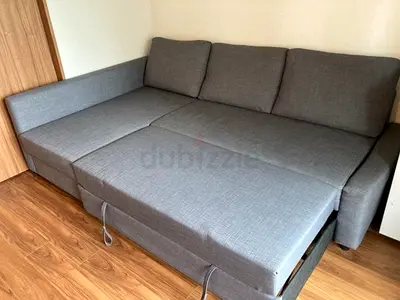 Comfortable L-Shaped Sofa Bed in Grey