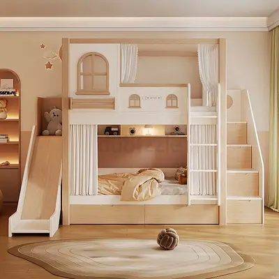 Charming Kids Bunk Bed with Slide