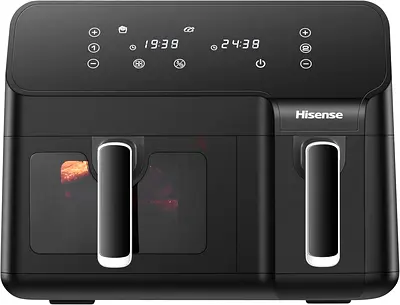 Hisense 9L Dual Basket Air Fryer, Air Fry, Preset Menus, 360° Circulation, LED Display, Dual Cooking