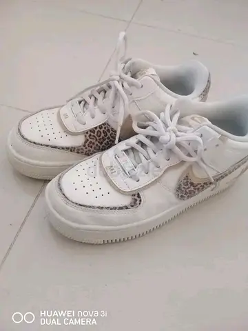 Stylish White and Animal Print Air Force 1 Sneakers