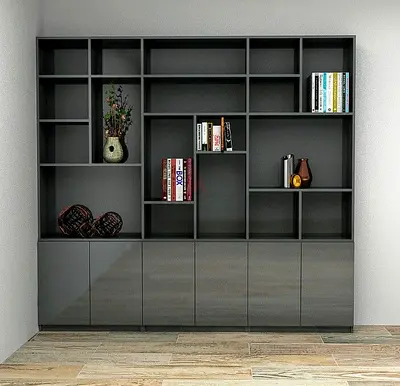 Modern Grey Bookcase with Ample Storage