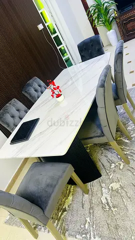 Elegant Dining Table Set with Plush Chairs