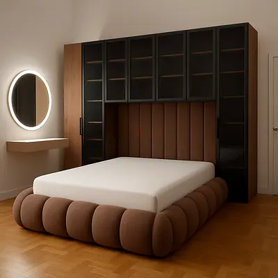 Modern Elegant Bed with Stylish Wardrobe