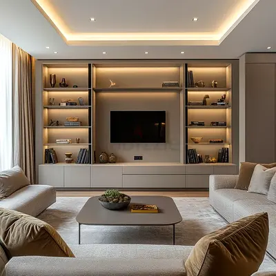 Modern Entertainment Center with Stylish Shelving