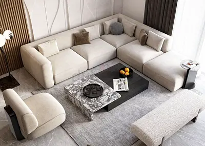 Modern L-Shaped Sofa Set with Coffee Table