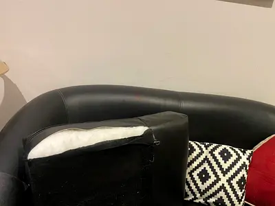 Comfortable Leather Sofa with Cushions