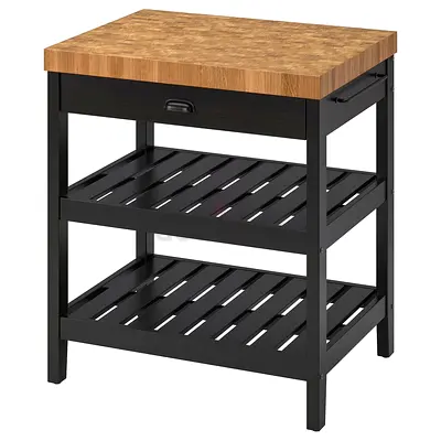 Kitchen Island black/ Oak Top - VADHOLMA ikea