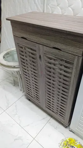 Stylish Wooden Cabinet with Lattice Design Shoe Rack