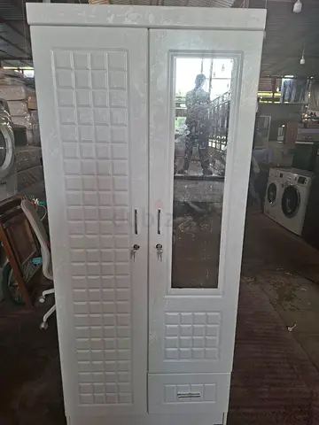 Stylish White Wardrobe with Mirror and Storage