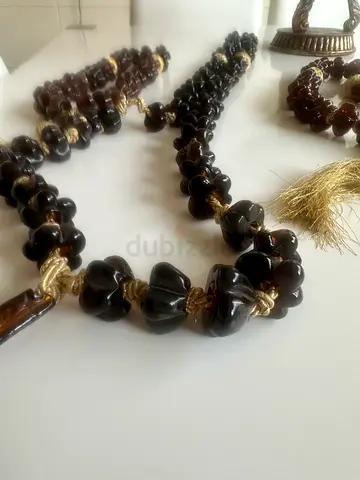 Beautiful Vintage Amber Rosary Beads with artistic bowl