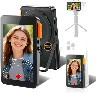2738 - Angju Vlog Selfie Monitor Screen iPhone, Magnetic Wireless Screen Mirroring Back Camera Monit