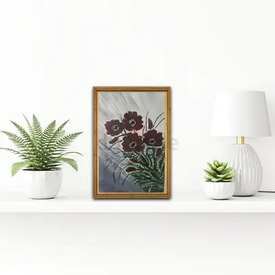 Burgundy Blossoms – Original Oil Painting on Canvas (20×30 cm)
