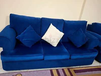 Comfortable Blue Fabric Full Sofa set for Sale