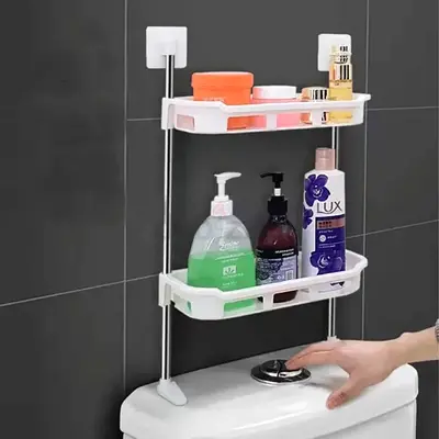 2 TIER WALL MOUNTED TOILET TANK TOP CADDY, BATHROOM ORGANIZER (CASH ON DELIVERY)
