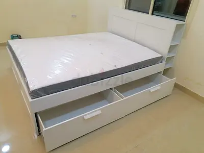 IKEA BRIMNESS  double bed with headboard+4 storage drawers underneath the bed and IKEA mattress