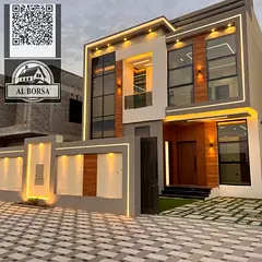 Villa for sale in Al Helio 1, Ajman. 4 master bedrooms, majlis, 2 living rooms, kitchen, and maid