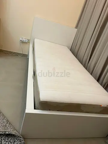 Ikea Modern White Bed Frame with Mattress