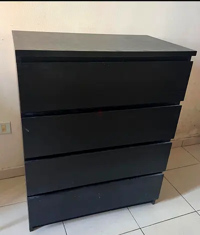 Black Wooden 4-Drawer Chest of Drawers