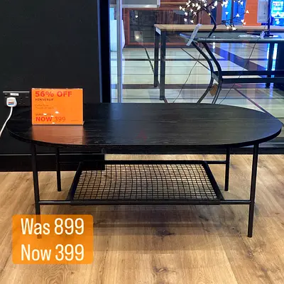 Stylish Black Coffee Table with Storage Shelf