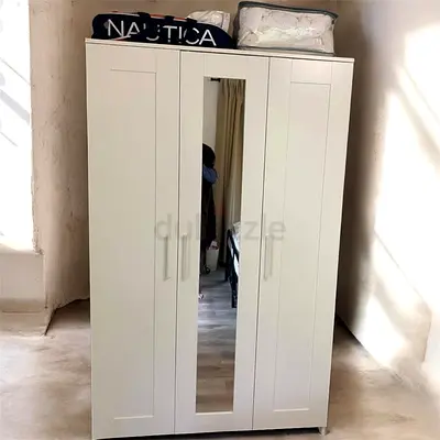 Modern White Wardrobe with Mirror