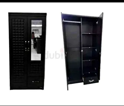 Sturdy Black Wardrobe with Mirror and Ample Storage
