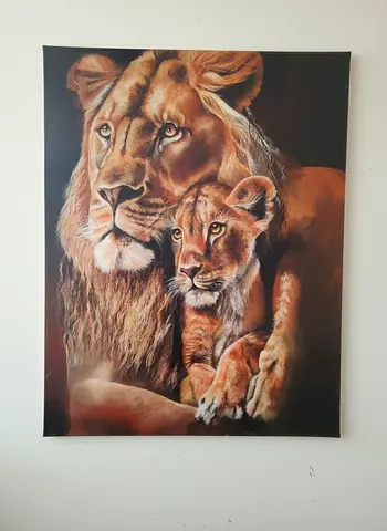 Powerful and Emotional original lion family Painting